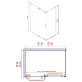 Gelco Dragon Rechteckige Duschkabine mit Türanschlag links 90 x 200 cm Silber