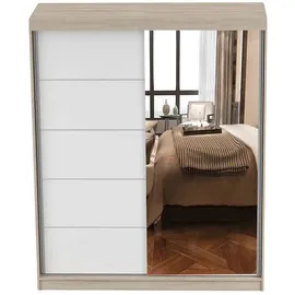 fabryka mebli idźczak Schwebetürenschrank Bono 160 x 195 x 61 cm Weiß/Sonoma