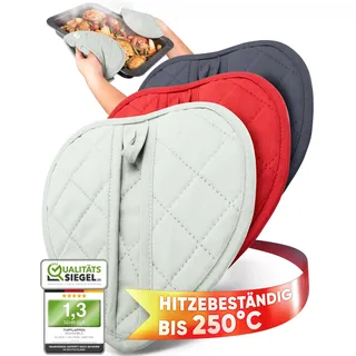 WOHNHELD® Topflappen Set [Extrem Hitzebeständig 250°C] 2 Stück - Waschmaschinen geeignet - Ofenhandschuhe Küchenhelfer Topflappen Handschuh Topfhandschuhe Topfuntersetzer - 20 x 20 cm - Mintgrün Herz