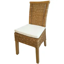 Esszimmer Stuhl Rattanstuhl Esstisch Stuhl Perth braun Korbstuhl mit Sitzkissen