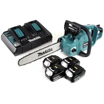 Makita DUC353PT5 inkl. 4 x 5,0 Ah Akku + Doppelladegerät / 35 cm