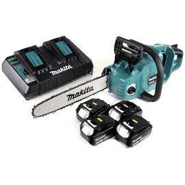 Makita DUC353PT5 inkl. 4 x 5,0 Ah Akku + Doppelladegerät / 35 cm