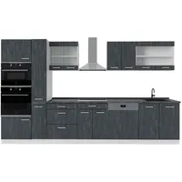 Vicco Küchenzeile R-Line 350 cm Schwarz Beton/Weiß