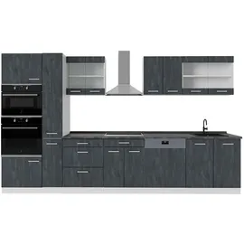 Vicco Küchenzeile R-Line 350 cm Schwarz Beton/Weiß