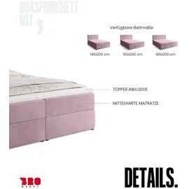 bromarkt Detroit 160 x 200 cm H3 Rosa