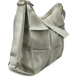 HARPA Schultertasche "GEORGIA", Mädchen, Gr. B/H/T: 15cm x 15cm x 41cm, weiß, grau, Baumwolle, unifarben, Taschen Schultertasche, in moderner Patchwork-Optik