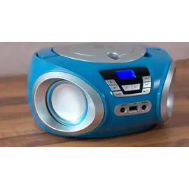 Cyberlux CD-Player mit LED-Beleuchtung | Kopfhöreranschluss | Tragbares Stereo Radio Blau