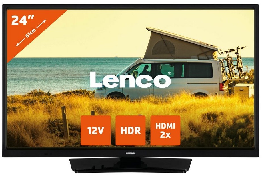 Lenco Lenco LED-2423BK LED-Fernseher (61 cm/24 Zoll, LED, HD-ready,12-V-Kfz-Adapter,Drei HDMI-Ports,Kantenbeleuchtung,HDR) schwarz
