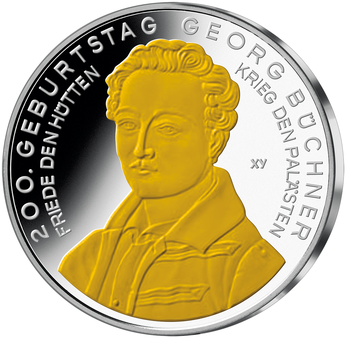 Die 10-Euro-Münze "200.Geburtstag Georg Büchner" mit Feingold-Veredelung!