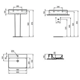 Ideal Standard Conca Wandwaschtisch, T381801