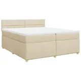 vidaXL Boxspringbett mit Matratze Creme 200x200 cm Stoff