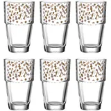 LEONARDO Solo Kaffee-Gläser 6er Set, Glas-Becher mit Latte Macchiato Aufdruck, spülmaschinengeeignete Cappucino-Gläser, Punkte Motiv, 410 ml,