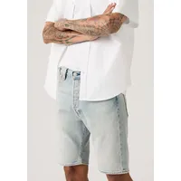 Levi's Bermudas "501 ORIGINAL SHORTS", Herren, Gr. 33, N-Gr, blau (never on time shorts), Denim/Jeans, Obermaterial: 99% Baumwolle, 1% Elasthan, unifarben, normal kniefrei, Hosen Bermudas, Jeans-Bermudas mit Stretch, der Klassiker 501 ORIGINAL