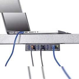 Renkforce 7 Port USB 3.2 Gen 1-Hub (USB 3.0) für industrielle Anwendungen, zur Wandmontage Schwarz