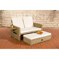 CLP Polyrattan Sofa Ancona 5mm,natur Cremeweiß