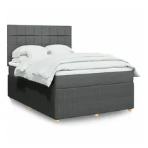 vidaXL Boxspringbett mit Matratze Dunkelgrau 160x200 cm Stoff