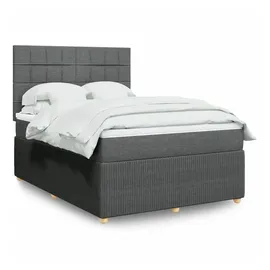 vidaXL Boxspringbett mit Matratze Dunkelgrau 160x200 cm Stoff
