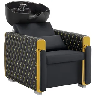 Barberpub Friseurstuhl mit Waschbecken 8611 (Schwarz/Kunstleder)