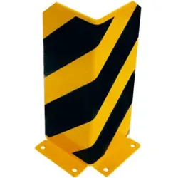 Schake Anfahrschutzwinkel, standard Stahlblech 5mm, gelb, beschichtet, + schwarzen Streifen (Folie beigelegt), Schenkellänge 160mm, Höhe 200mm