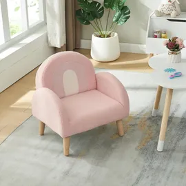 [en.casa] Kindersessel Sorreindi 50 x 50 x 45 cm Teddystoff rosa