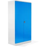 Schrank & Stuhl XXL Werkzeugschrank – Werkstattschrank/Stahlschrank mit 4 höhenverstellbaren, vollverzinkten Fachböden, 195x92x60, Weiß/Lichtblau