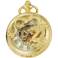 Tiong Vintage Hohl Mechanische Gravur Drache Taschenuhr Einzigartige Steampunk Römische Ziffern Taschenuhren Geburtstag
