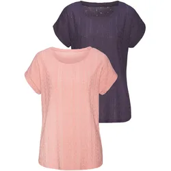 Kurzarmshirt »mit modischem Jacquard-Muster«, aus pflegeleichter Qualität, Gr. 44/46, peach, navy, , 32044936-44
