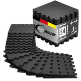 Eyepower 54 Puzzlematten Bodenschutz Fitness - 30x30 Schwarz - Sport Bodenmatte Home Gym