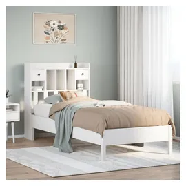 vidaXL Bett mit Regal 90 x 200 cm Kiefer massiv weiß