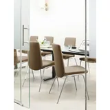 Polsterstuhl STRESSLESS "Laurel", braun (sand dinamica, chrom glänzend), B:57cm H:92cm T:59cm, Microfaser DINAMICA (88% Polyester, 12% Polyurethan), Stühle, Polsterstuhl Esszimmerstuhl 4-Fuß-Stuhl, Low Back, Größe M, mit Beinen aus Stahl in Chrom glänzend