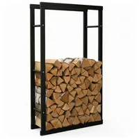 Zelsius Kaminholzregal Metall 60 x 25 x 150 cm Schwarz