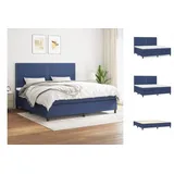 vidaXL Boxspringbett mit Matratze Blau 200x200 cm Stoff