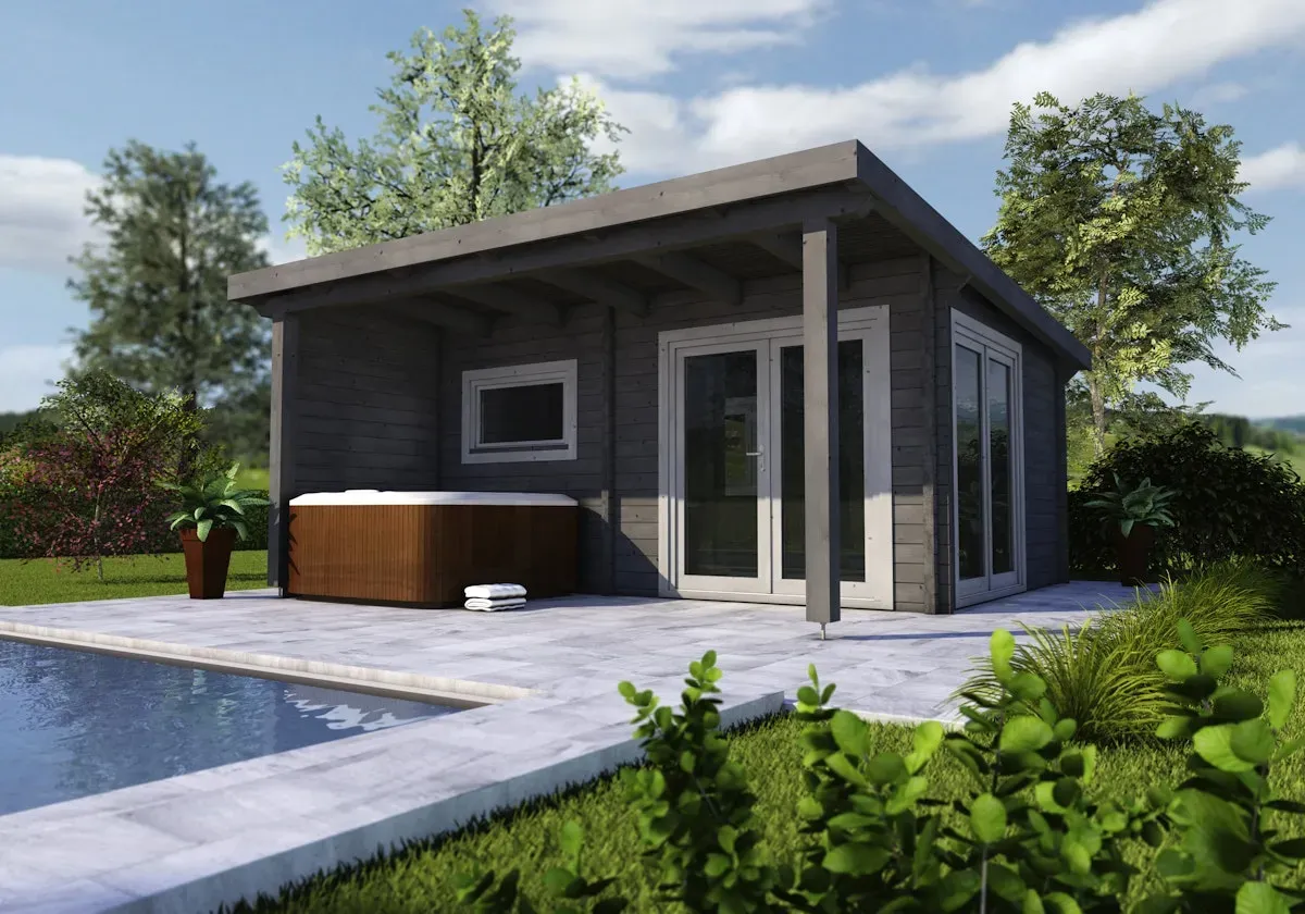 Infraworld Gartensauna Bella 1-Fenster & Türen in exklusiver Ausführung und farbig lackiert