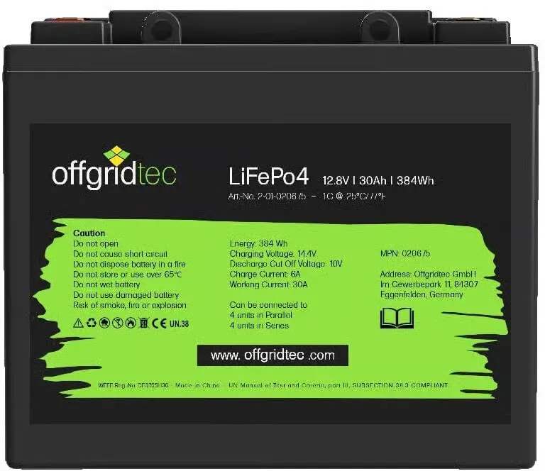Offgridtec 30Ah 12,8V LiFePo4 Akku 12/30 | BMS integriert 384Wh