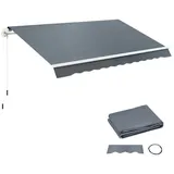 Outsunny Markisenbespannung Markisenstoff mit Volant Wasserabweisend Ersatzstoff für 4 x 3 m Markisen Markisentuch Markisestoff Sonnenschutz für Garten Balkon Hof Grau