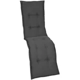 Relaxsesselauflage, Grau, Textil, Uni, Füllung: Schaumstoff, Vlies, 50x7x170 cm, für den Außenbereich geeignet, mittels Gurtband zu befestigen, Outdoor-Kissen, Gartenstuhlauflagen, Hochlehner-Auflagen