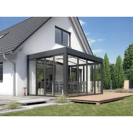 wismar nfi Wintergarten (L x T: 404 x 303,3 cm, mit Glasschiebetüren Weiß)