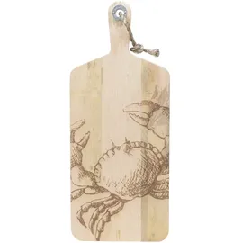 GAUMENKICK Schneidebrett Vesperbrett mit Krebsmotiv Mangoholz Holzbrett L: 58cm natur