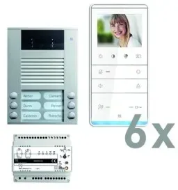 TCS PVE16060-0010 video:pack AP für 6 Wohneinheiten, mit Außenstation AVE 6 Klingeltasten + 6x Video Freisprecher IVW6511 + Steuergerät VBVS05