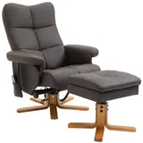 Homcom Massagesessel mit Liegefunktion Relaxsessel mit Fußhocker TV Sessel Fernsehsessel 145°-Neigebarer Liegesessel mit 10 Vibrationpunkte Ergonomischer Stuhl Kunstleder Braun 80 x 86 x 99 cm