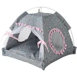 ZUOLUO Katzen Zelt Outdoor katzenzelt Wasserdichtes Hundezelt Hundehütte Indoor Hundehütte Hundehaus Innenbett Hund Sonnenschirm Faltbares Katzenbett Large,Grey