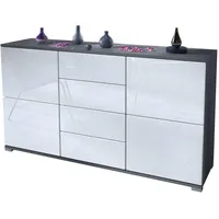 Vladon Sideboard Rova Weiß Hochglanz Holzwerkstoff, 138.5x75.5x35 cm, Wohnzimmer,