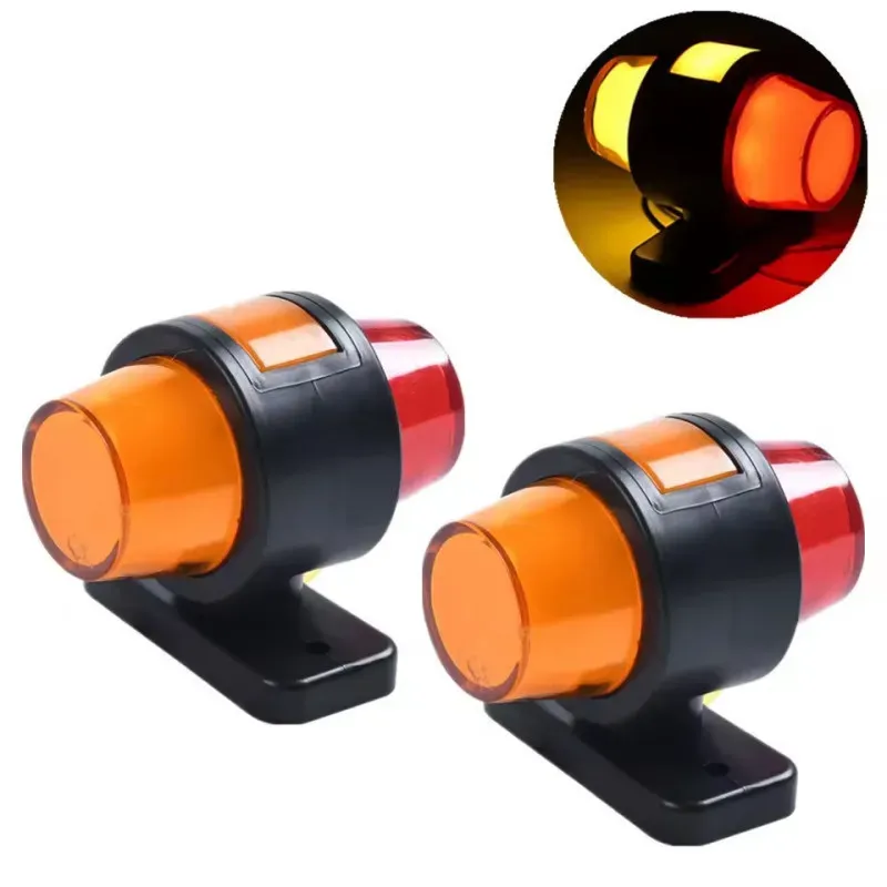 2er-Set LED-Seitenpositions-/Begrenzungsleuchten, hornförmig, 12–24 V, rot–orange–orange