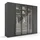 Rauch Drehtürenschrank RAUCH "Kleiderschrank Schrank Garderobe SKAT SHINE mit hochwertigem", grau (graphit), B:251cm H:223cm T:63cm, Holzwerkstoff, Schränke, Drehtürenschrank, transparentem Grauglas inkl. umfangreichem Zubehör MADE IN GERMANY