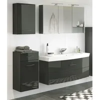 Lomadox Badezimmer Möbelset Waschtisch 120cm FLORIDO-03 in Hochglanz grau,