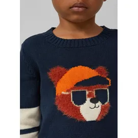 s.Oliver Strickpullover mit Kontraststreifen und Plüsch-Intarsien - blau - 128/134