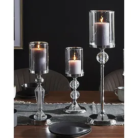 Beliani Teelichthalter Cotui Glas Silber