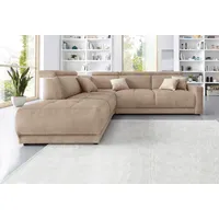 DOMO collection Ecksofa »Ava, moderne Sitzheftung mit toller Doppelnaht, komfortabel, L-Form«, mit Ottomane, inkl. Federkern, wahlweise mit Kopfteilverstellungen beige