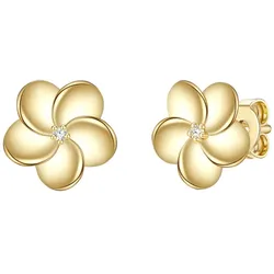 Lulu & Jane Diamant-Ohrstecker Blume Sterling Silber Diamant in Gelbgold Gold Damen 