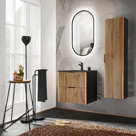 Lomadox Lomado Waschbeckenschrank, Braun, Holzwerkstoff, 60x57x46 cm, Badezimmer, Badezimmerschränke, Waschbeckenunterschränke